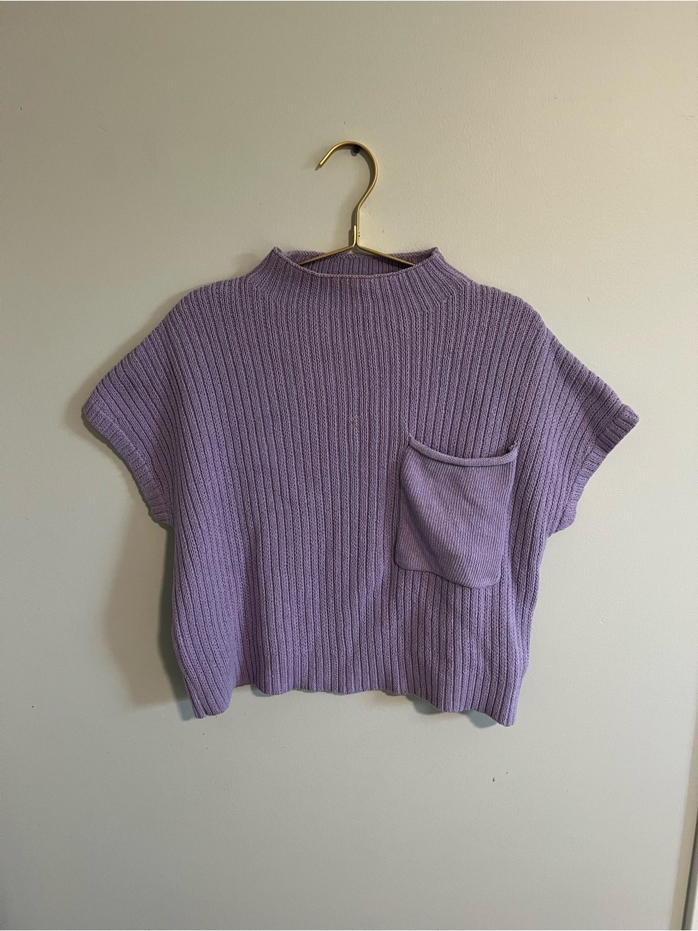 entro Light Lavender Ribbed Knit Short Sleeve Top